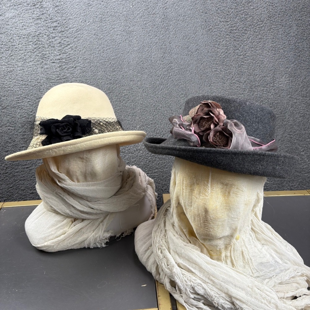 Wool Cloche Hat Lot, Betmar Street Smart, Toucan New York Los Angeles, Floral
